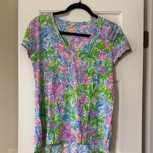 Lilly Pulitzer V Neck Women's Top in Pink, Green & Blue